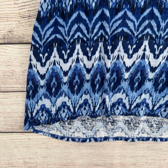 Chico's Geometric Print Scoop Neck T-Shirt Womens XXL Blue Short Sleeve - Picture 4 of 9